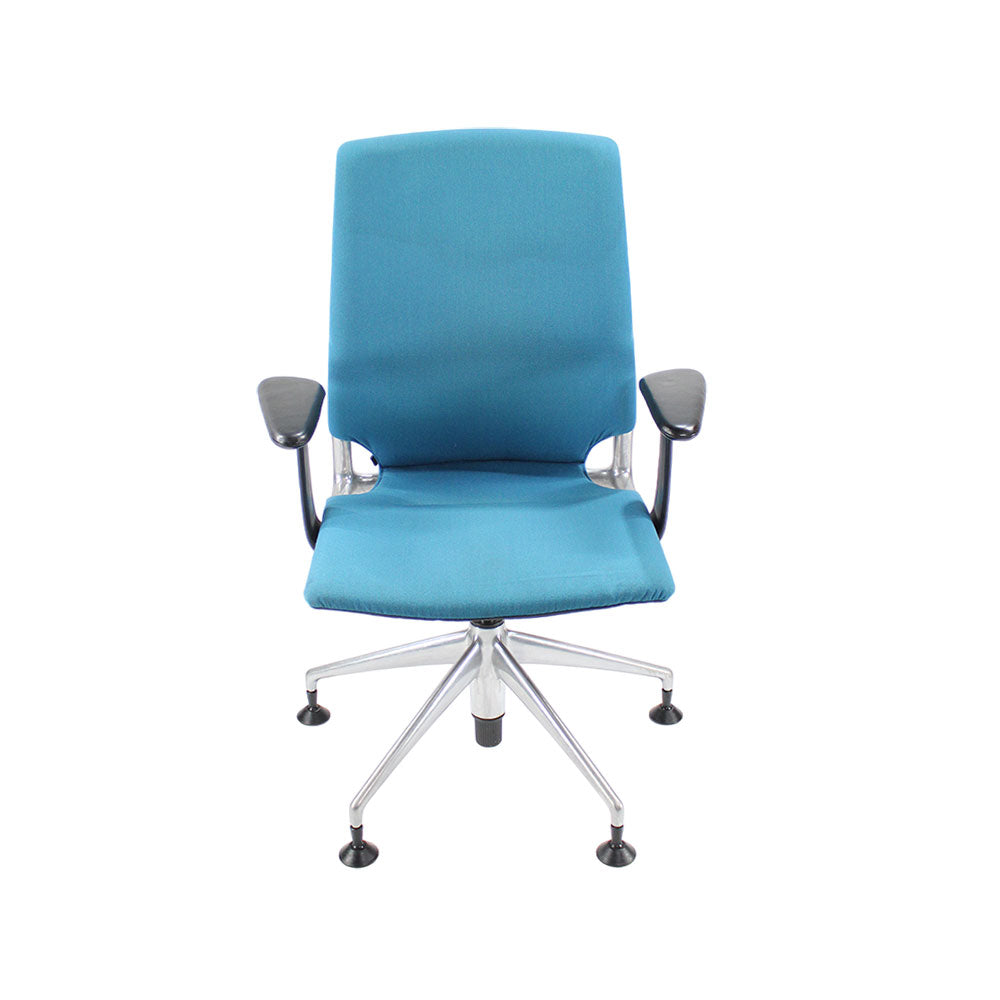 Vitra: Meda Office Chair with Aluminium Frame in Blue Fabric - Refurbished