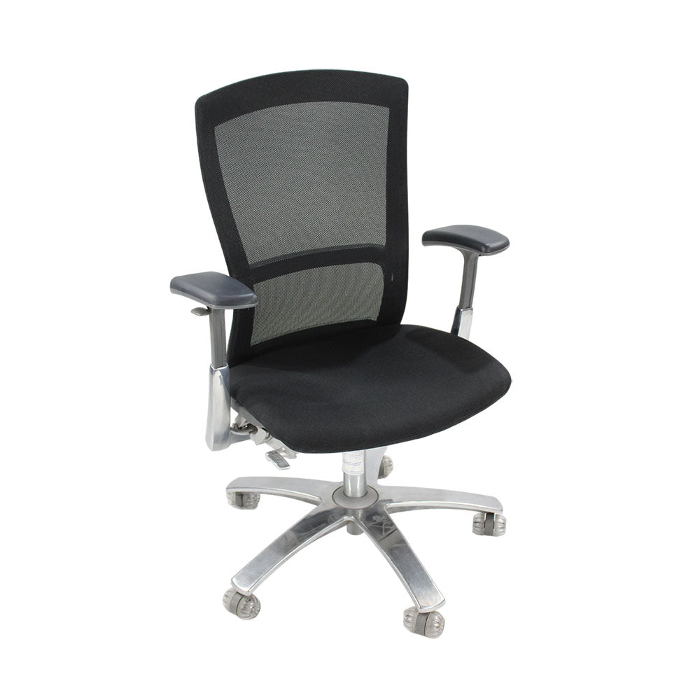 Knoll: Life Task Chair aus schwarzem Stoff – generalüberholt