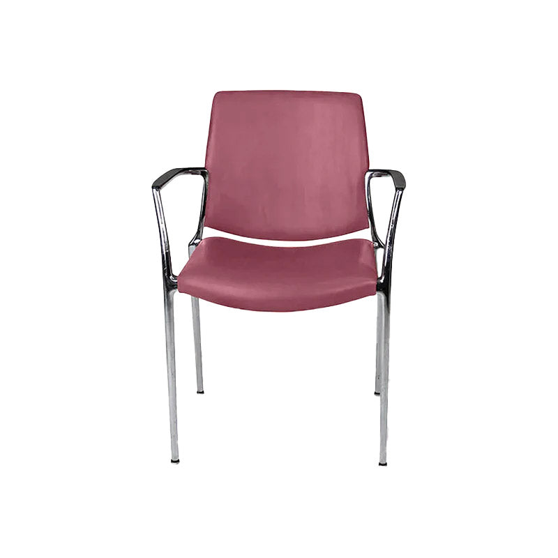 Kusch & Co: Capa 4200 Stuhl aus burgunderfarbenem Leder – generalüberholt