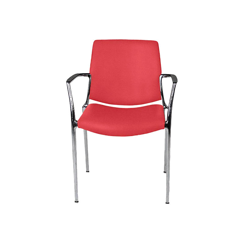 Kusch & Co: Capa 4200 Stuhl aus rotem Stoff – generalüberholt