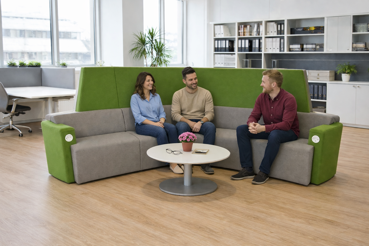 Orangebox: Grey and Dark Green Away From The Desk (AFTD) 120-Degree High-Back Seating - Refurbished