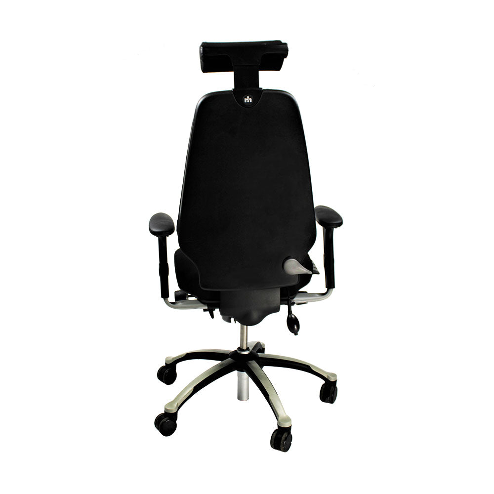 RH Logic: 400 Bürostuhl mit hoher Rückenlehne und Kopfstütze – schwarzer Stoff – generalüberholt