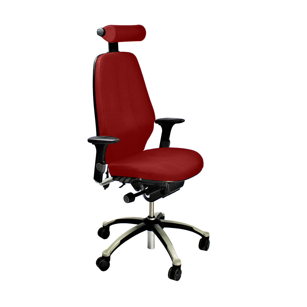 RH Logic: 400 Bürostuhl mit hoher Rückenlehne und Kopfstütze – roter Stoff – generalüberholt
