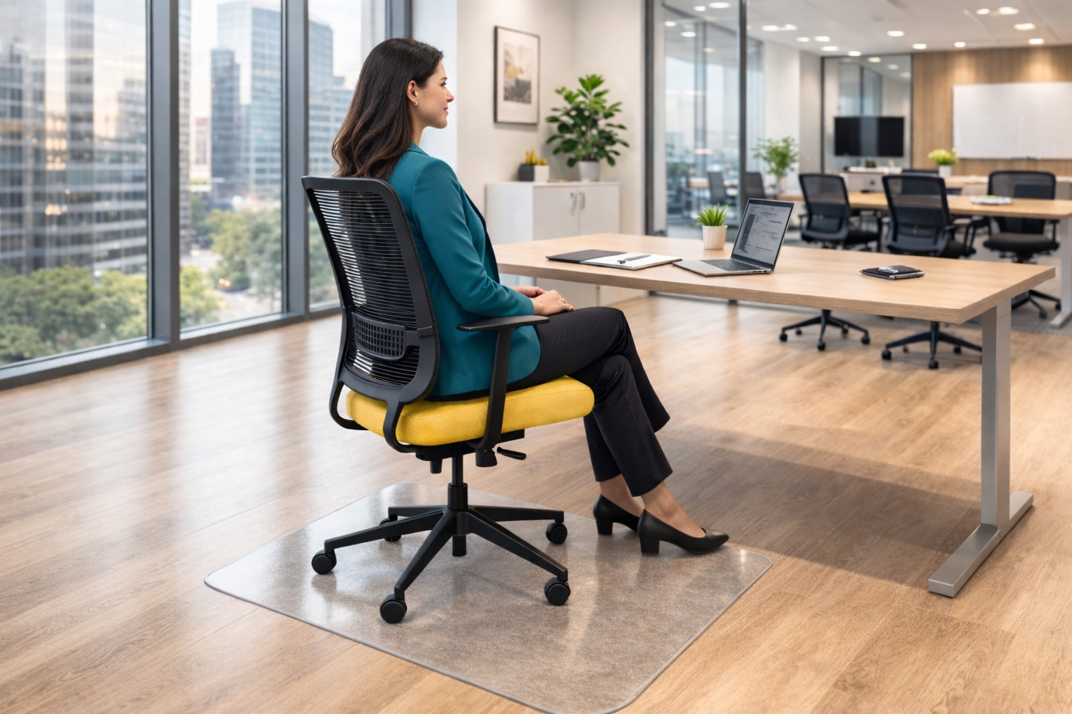 Saxen Don't Task Chair in Yellow Fabric - Refurbished