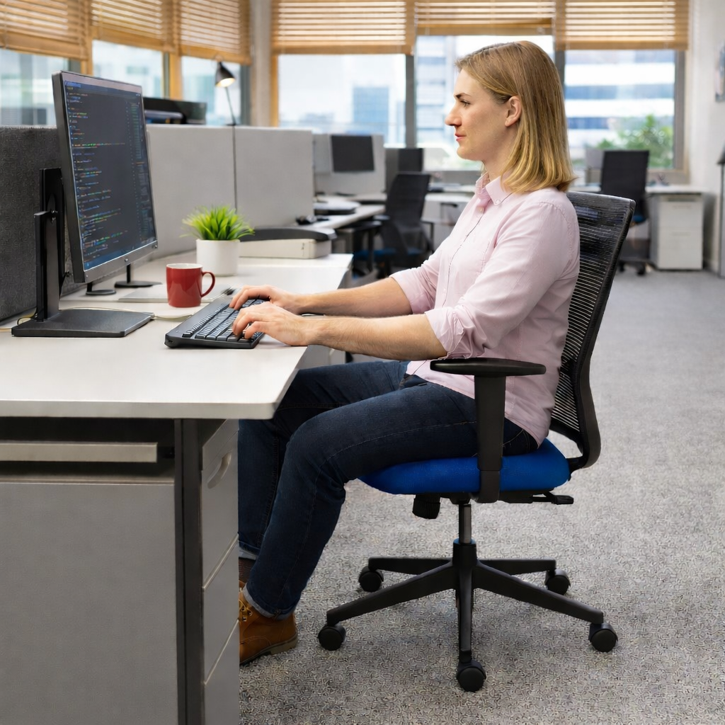 Saxen Don't Task Chair in Blue Fabric - Refurbished