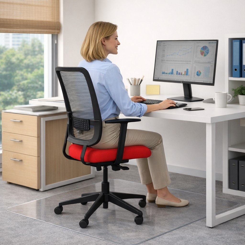 Saxen Don't Task Chair in Red Fabric - Refurbished