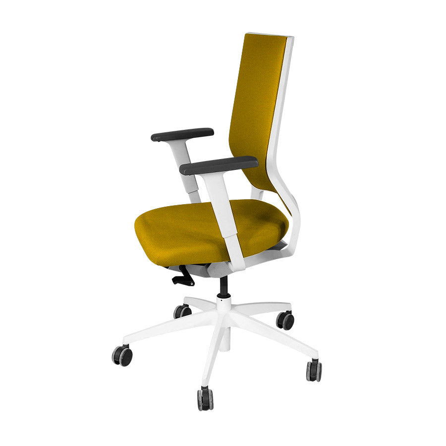 Sedus: Quarterback Office Chair with White Frame in Yellow Fabric - Refurbished