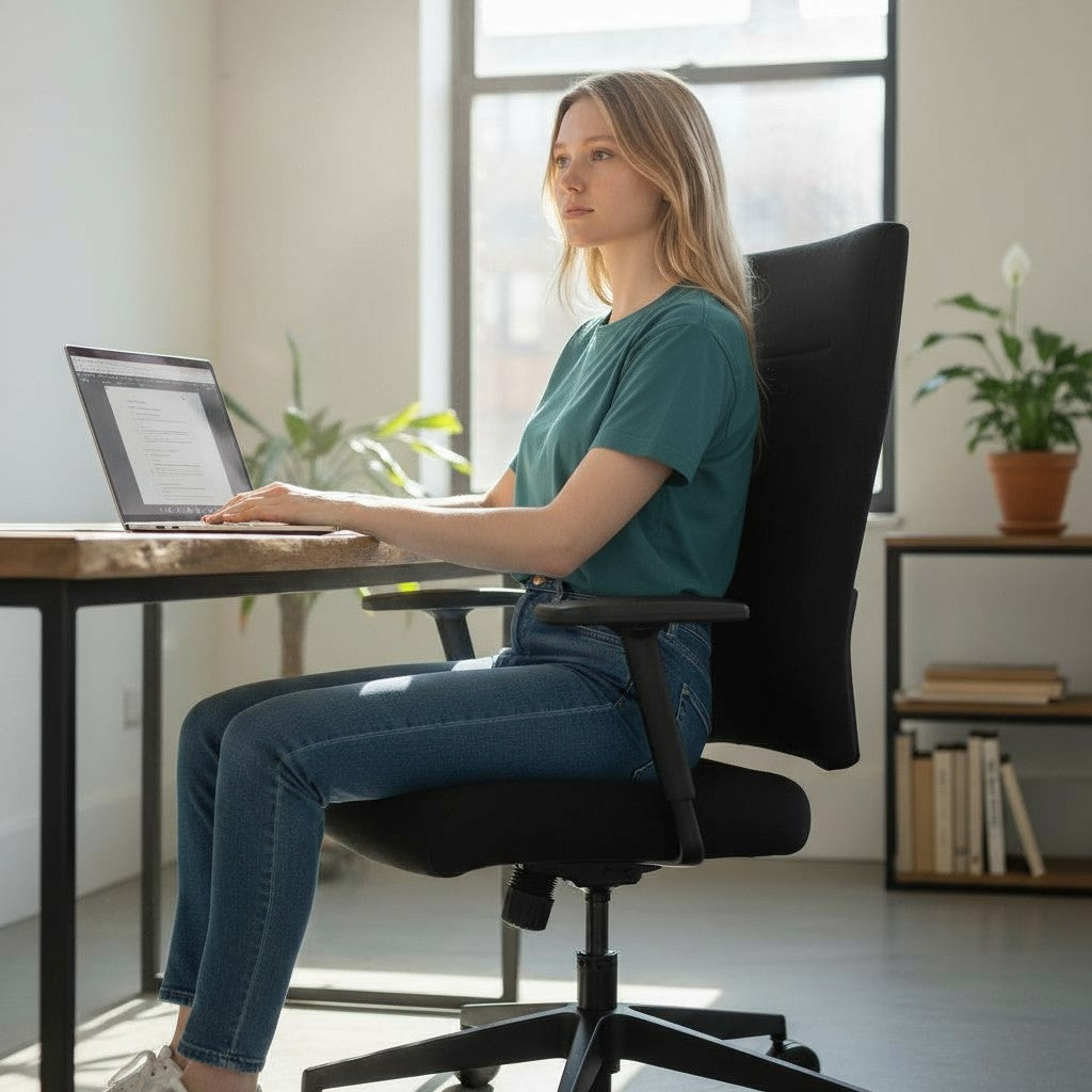 <tc>Sedus</tc>: <tc>Quarterback</tc> Bürostuhl mit schwarzem Stoffbezug – generalüberholt