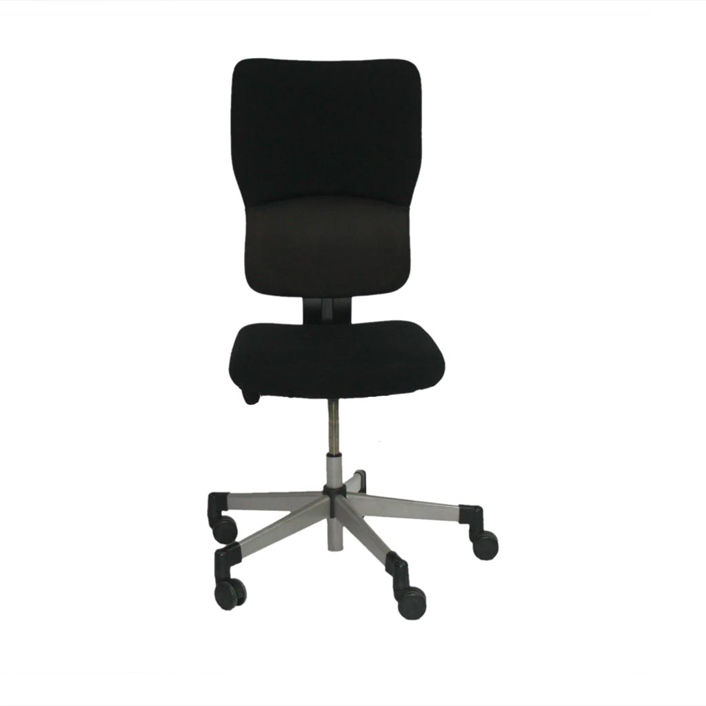 Steelcase: Lets B – Bürostuhl mit hoher Rückenlehne aus schwarzem Stoff ohne Armlehnen – generalüberholt