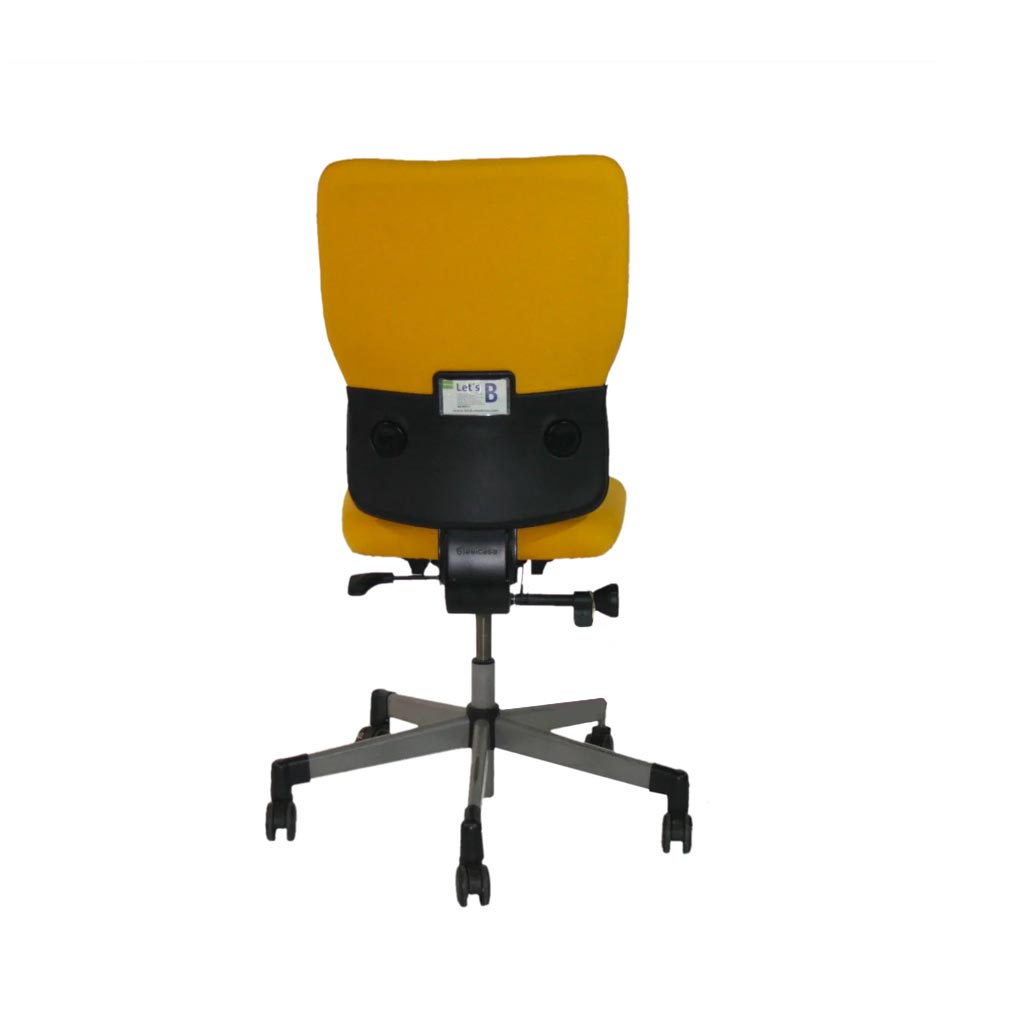 Steelcase: Lets B – Bürostuhl mit hoher Rückenlehne aus gelbem Stoff ohne Armlehnen – generalüberholt