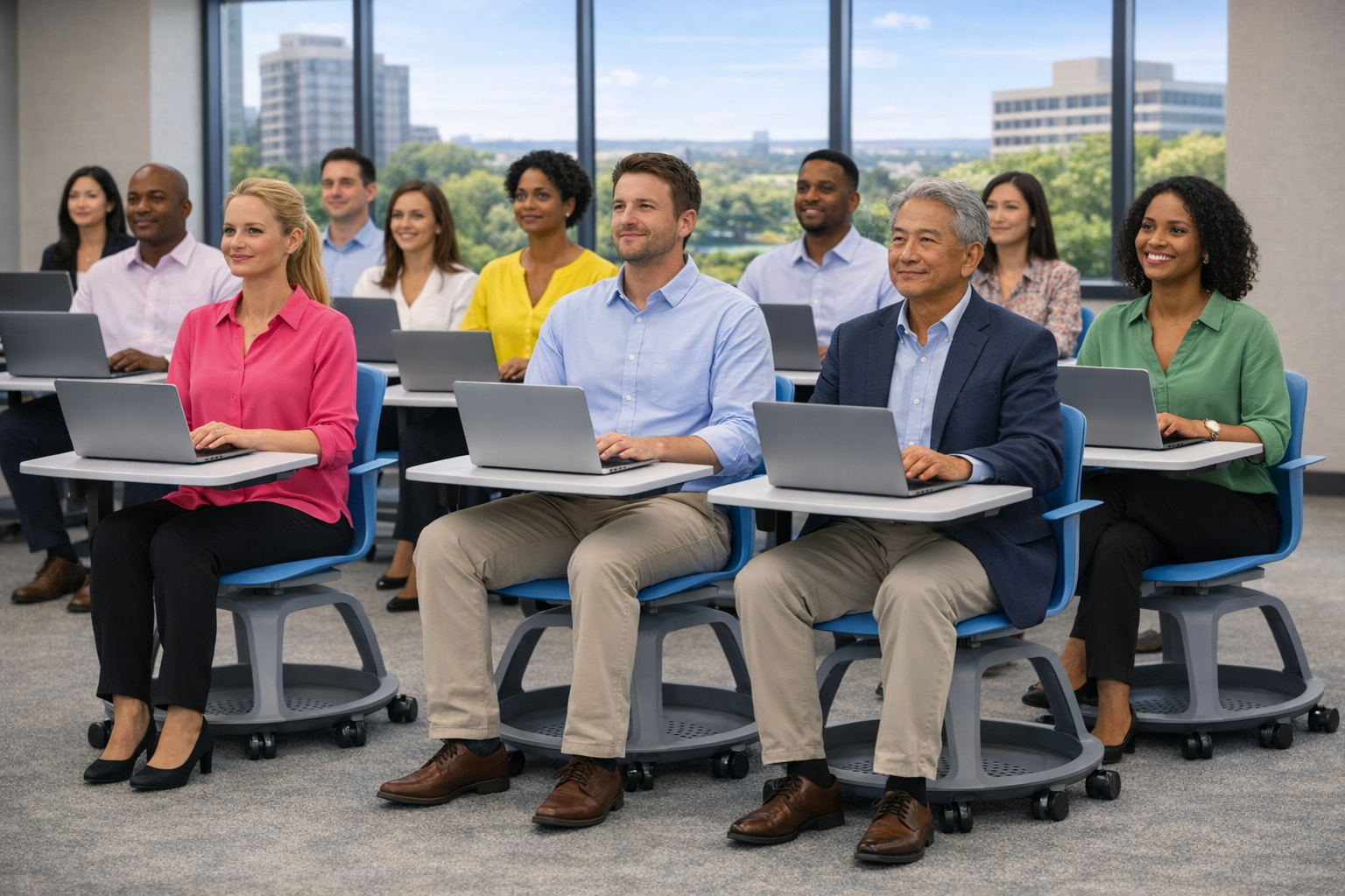 <tc>Steelcase</tc>: <tc>Node</tc> Stuhl in Blau und Grau – generalüberholt