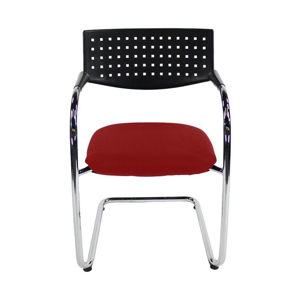 Vitra: VisaVis Meeting Chair aus rotem Stoff – generalüberholt
