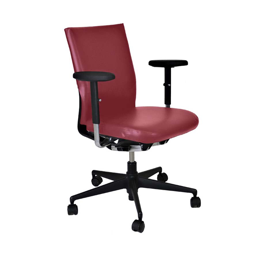 Vitra: Axess Bürostuhl aus burgunderfarbenem Leder – generalüberholt