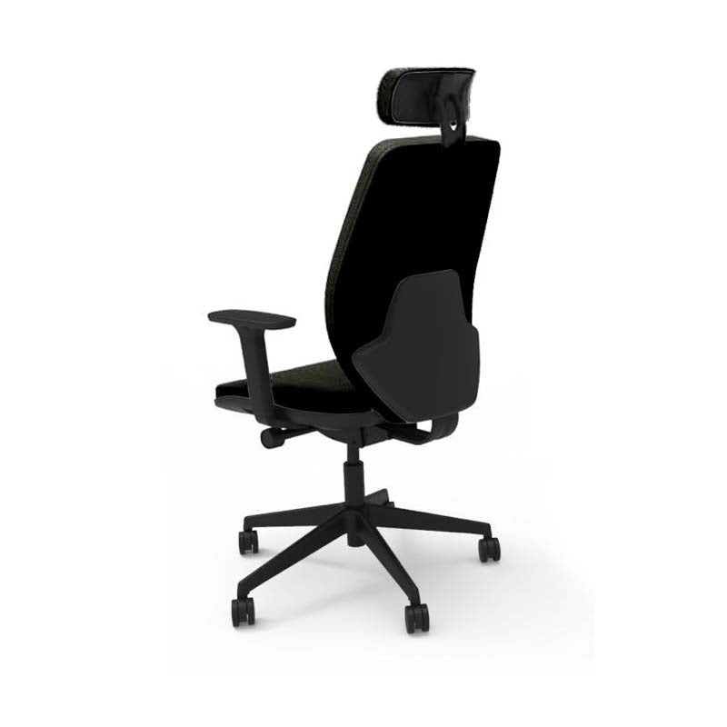 The Office Crowd: Hide Office Chair - High Back Back with Headrest in Black Leather - Refurbished