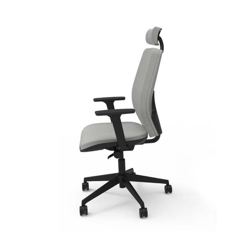 The Office Crowd: Hide Office Chair - High Back Back with Headrest in Grey Fabric - Refurbished