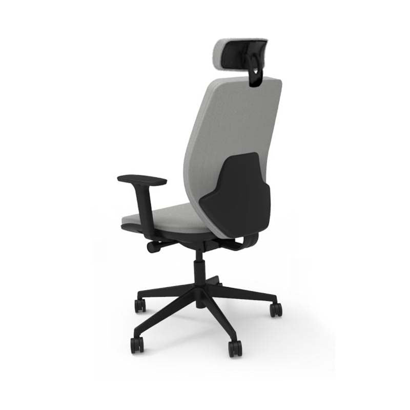 The Office Crowd: Hide Office Chair - Medium Back with Headrest in Grey Fabric - Refurbished