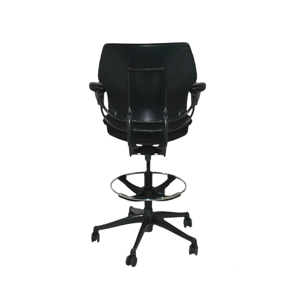 Humanscale: Freedom Draftsman Chair aus schwarzem Stoff – generalüberholt